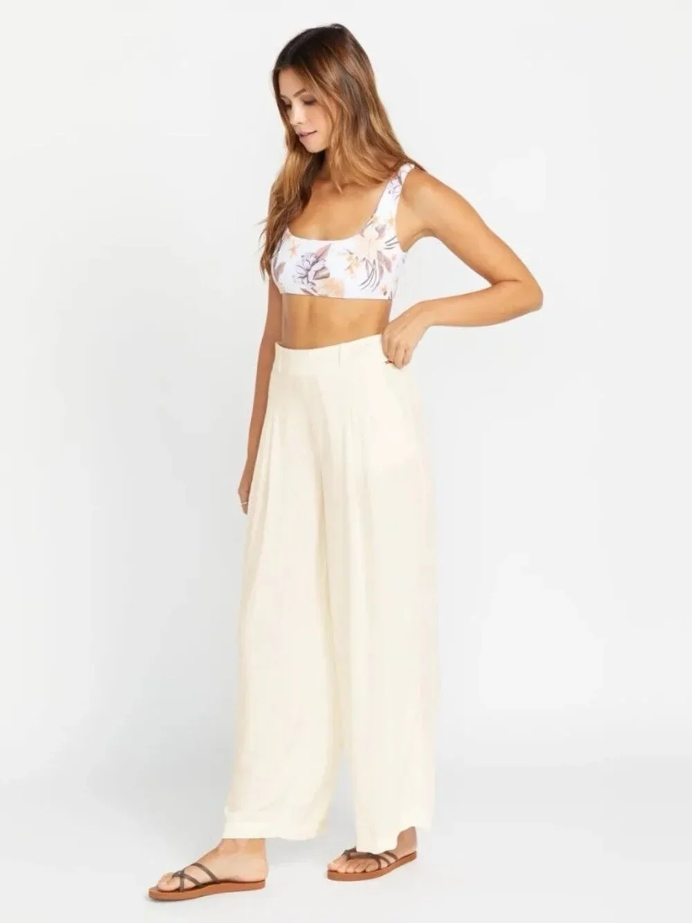 $70 Volcom Women’s Coco Ho Trousers Pants In Cloud Relax Fit Size S